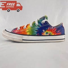 Converse Kid Size 1 Sneakers Tie Dye Low Top Unisex Youth Shoes Rainbow Colorful