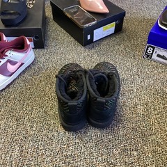 UGG Neumel II Graphic Rainbow Stitch Black Suede Lace Up Boots Kids Size 4 W 5.5