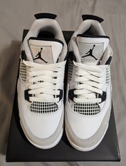 Size 7Y -New Jordan 4 Retro Military Black White Shoes 408452-111 *Defect* READ
