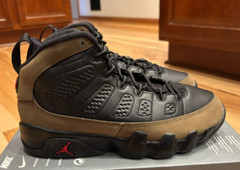 Nike Air Jordan 9 Retro GS Black True Red Light Olive HV4574 030 Size 6.5Y