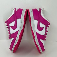 Nike Dunk Low Laser Fuchsia Sneaker Big Kids 4Y Leather Lace Up FB9109-102 Pink