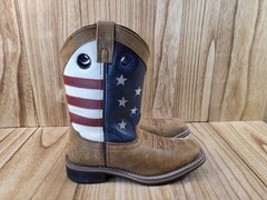 Cody James Kids Western Boots 2 D Brown Leather USA Flag Stars 43880