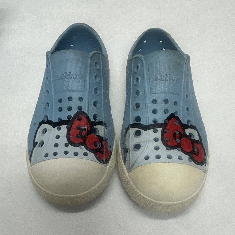 Native Hello Kitty Kids US 10 Blue/White/Red/Black Low Top Slip-On Casual