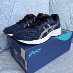 NEW ASICS Sneakers Jolt 2 Navy Blue Silver Size 3.5 Lace Up EU 35.5 Arch Support