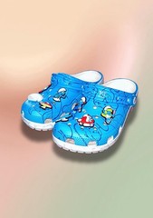 Crocs Classic Clog The Smurfs Blue/White Slip On Clogs Unisex Kids J5