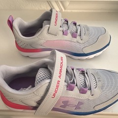 Under Armour Assert 8 Kids Athletic Sneakers Hook & Loop Mesh Gray/Pink 2.5Y