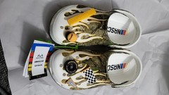 Crocs NASCAR Realtree Clogs White size Camouflage Flames Checkered Flag Size 8