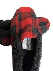 Holiday Plaid Slippers for Kids- Slip-On Unisex Indoor Or Outdoor, Size S (1-2)