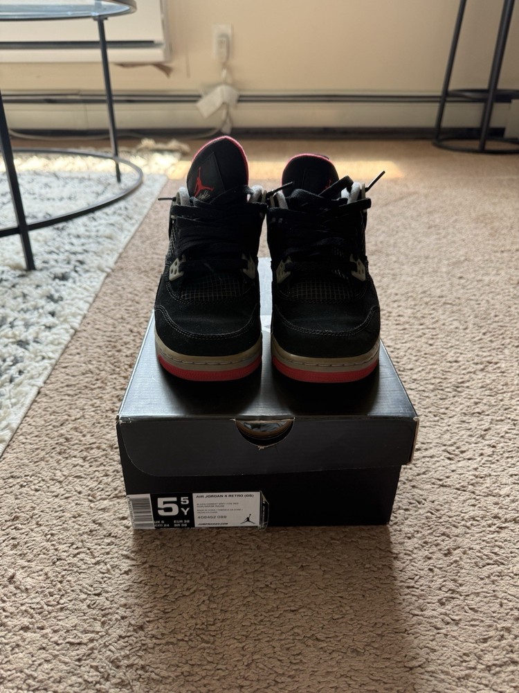 2012 Air Jordan 4 Retro Bred Size 5.5Y 408452