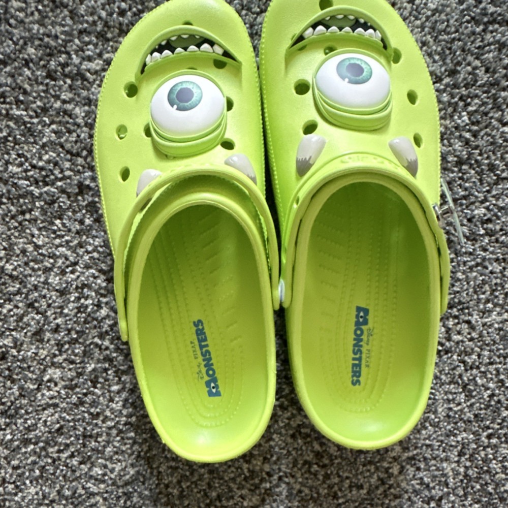 Crocs Monsters Inc Mike Wazowski Green Kids Clog Shoes Size EU 18
