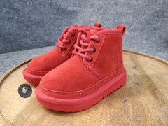 UGG Neumel II Boots Red Suede 1017320T Kids Size 8 US Sheepskin Fur Lined Chukka