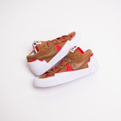 Nike Sacai Blazer Low British Tan Brown White Red New DD1877-200 Kids Size 3.5
