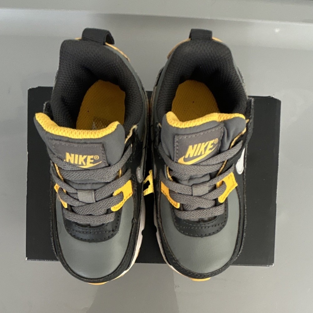 Nike Air Max Gray Yellow Black Sneaker Unisex Kids 7C Synthetic Athletic