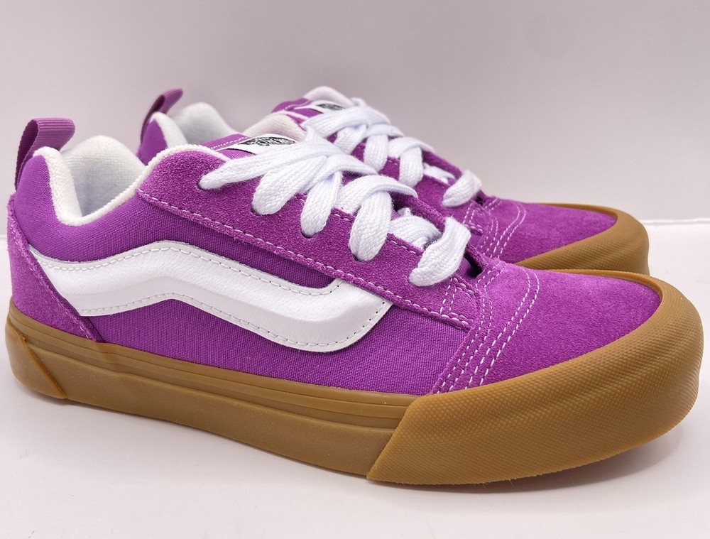 Vans Knu Skool Junior 3.5 Purple Suede Canvas Sneakers Gum Sole Low Top Lace Up