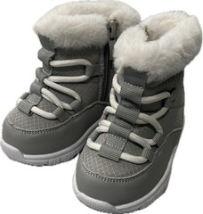 Bmcitybm Boots Toddler Winter Snow Gray Lace Up Side Zip Round Toe Comfort -sz 5
