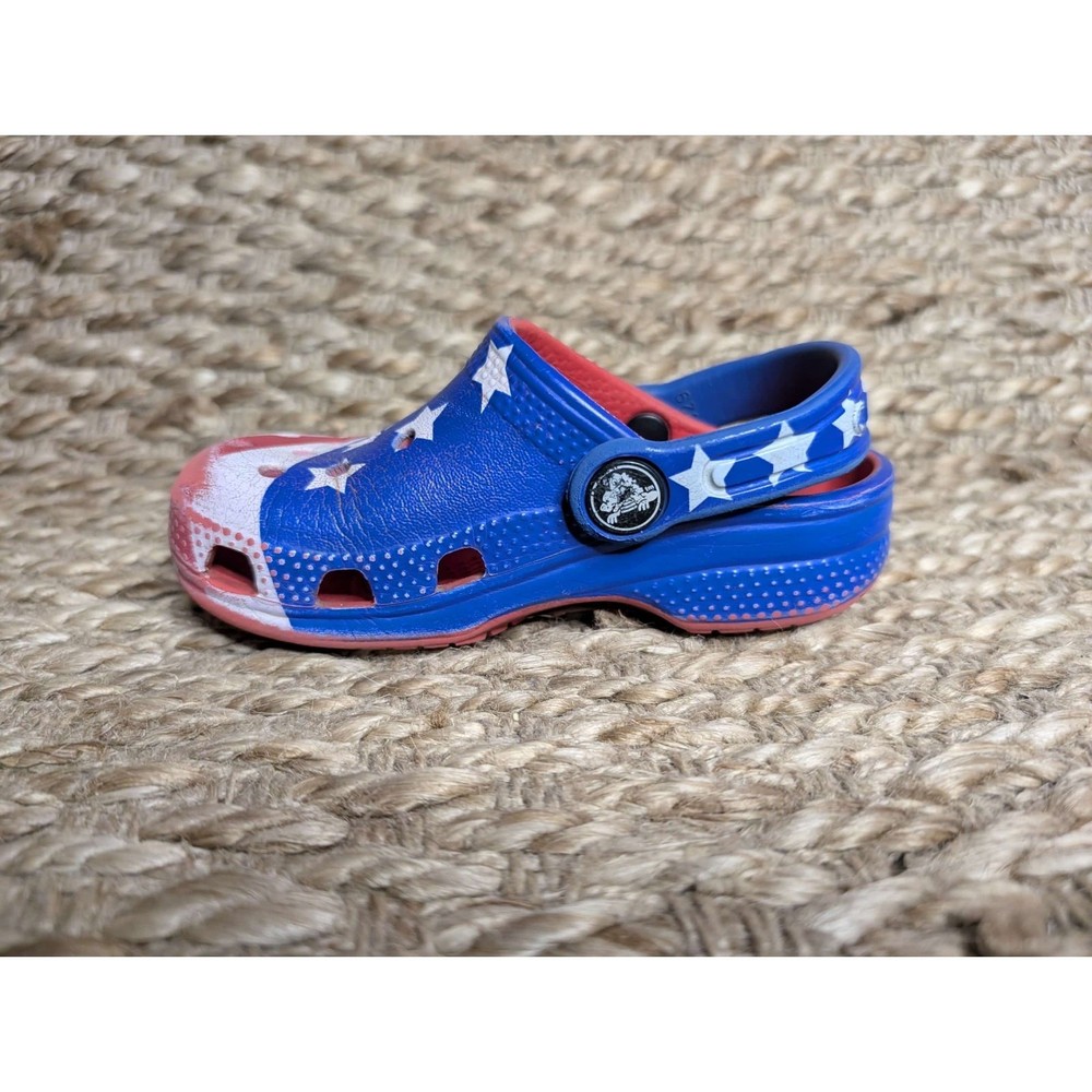 Crocs Classic American Flag Clog Size C8 Patriotic July 4th Beach Summer