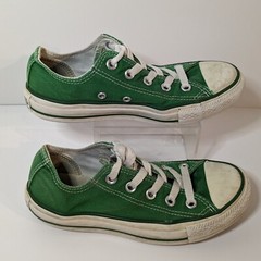 Converse All Star, Dark Green, Canvas Low Top, Lace-Up Sneakers, Kids Youth Sz 3