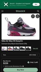 Nike Air Max 90 EasyOnCement Grey Black Dark Raisin (TD)