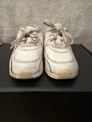 Nike Air Max 90 White Leather Low Top Lace-Up Sneaker Kids US 10C EU 27