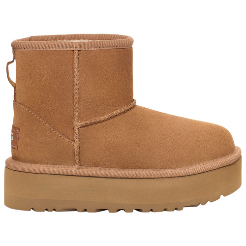 UGG Big Kids CLASSIC MINI PLATFORM 1143700K CHESTNUT Suede Slip On Boots 13C-6Y