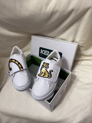 NIB 🌺 Kenzo Kids Embroidered-Tiger Touch-Strap Sneakers White Sz 28 US 11 $315