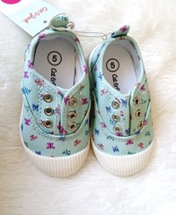 Girl Slip-On Canvas Shoes, Cat and Jack (Size 5 Toddler) AQUA GREEN COLOR ~ NEW