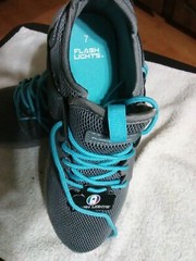 Flash Lights Light-Up Kids Shoes BRAND NEW Gray w/Teal Laces NWT Size 7
