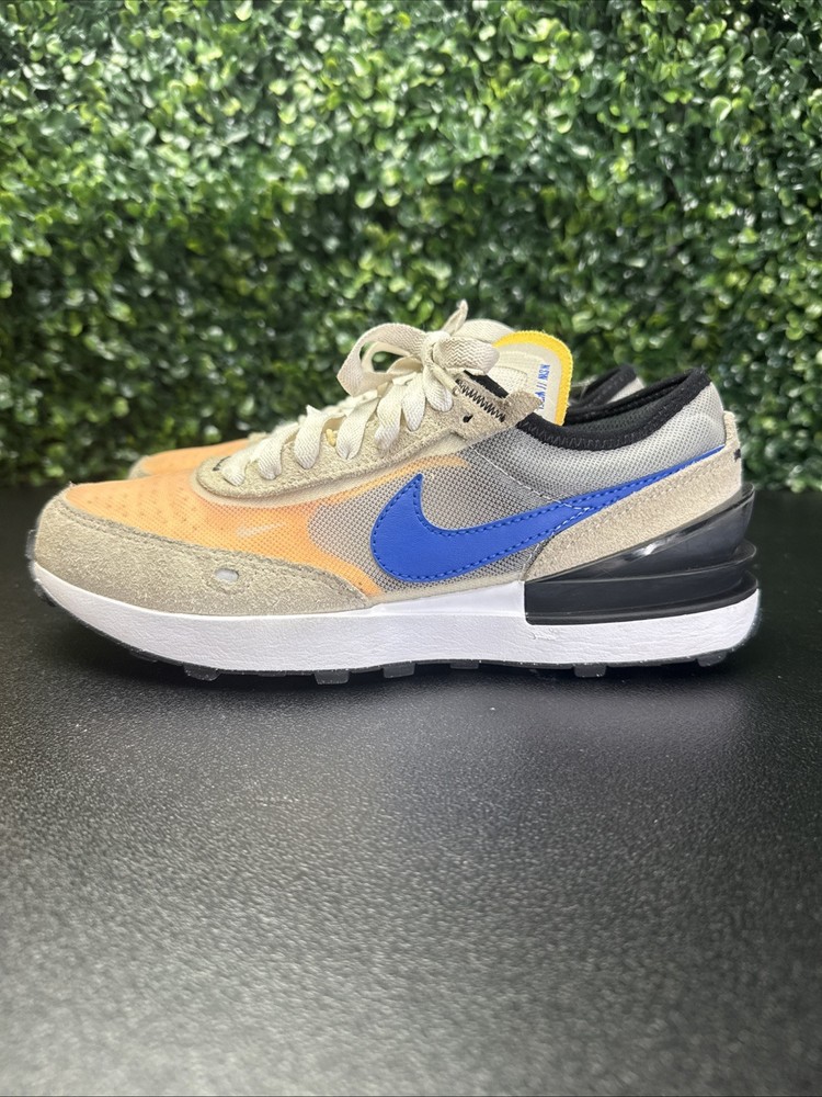 Nike Kids Waffle One Athletic Shoes Grey Black Blue Orange Size 4Y Sneaker