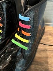 Fitory Unisex Kids Glitter Ankle Black Boots Side Zipper Combat Boots Size5