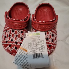 Crocs Clogs Boys Girls Kids Size C9 Holiday Ugly Christmas Sweater Red White