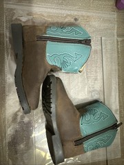 Children’s Masterson Boot Co Size 7.5 Leather Upper Cowboy Unisex Blue Brown