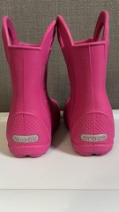 Crocs Candy Pink Handle It Rain Boot Kids Size c8 12803 Waterproof Lightweight
