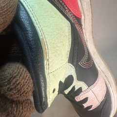 Air Jordan 1 Mid SE Stitched Swoosh Multi-Color Black Ivory Youth 6Y Sneakers
