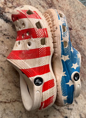 Crocs Youth Kids Clog Shoe Classic American Flag Red White Blue Stars 13 13C