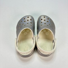 Crocs Classic Glitter Clog White Sparkly Slip On Comfort Shoes 206992 Youth Sz 8