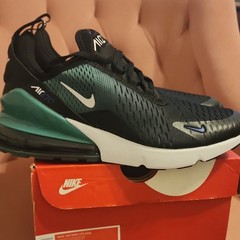 Nike Air Max 270 (GS) Black/White/Green Mesh Low Top Unisex Kids Sneaker US 5.5Y