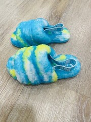 Ugg Kids Fluff Yeah Slides Marble Yellow And Blue Size 11 Great Condition