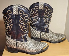 Children’s Smoky Mountain Black Snake Leather Cowboy Western Boots, Size 2