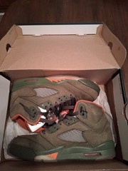 Nike Air Jordan 5 Retro Olive Army-Solar Orange Kids 440889-308 Youth Size 5.5Y