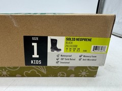 Western Chief Solid Neoprene Rain Boot Kids Black Round Toe Pull On Boots – 1