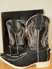 White Diamonds Kids Cross Pointed Toe Western Boots size 20 mx US 13