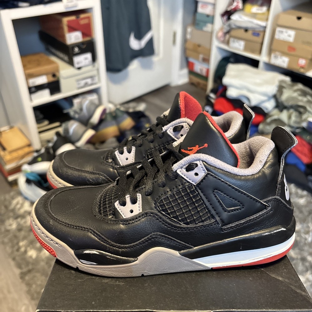 Nike Air Jordan 4 Retro Bred Size 2.5Y Black Red BQ7669-006