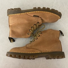 Dr Doc Martens Brown Camel Leather Air Wair Boots Bouncing Soles Youth Sz 1