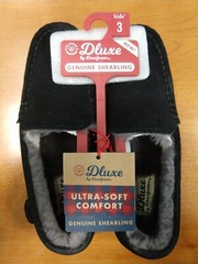 Dearfoams Dluxe Kids Unisex Memory Cushion Black Shearling *KIDS SIZE 3* 8D