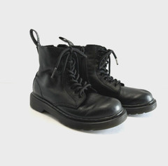 Dr. Martens Pascal Mono 1460 Black Leather Zipper Unisex Kids Combat Boot Size 1