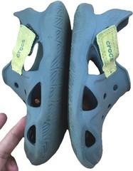 Crocs Iconic Comfort Gray Clog Strapped Sandal Kids Size C 10