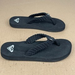 Roxy Kid Black Braide Flip Flops Size 1.5/2 No Tag Check Measurement 8 In insole