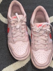 Nike Dunk Low Pink Red Leather Sneakers Unisex Kids 4.5Y DH9756-600