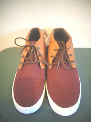 OLD NAVY DESERT ANKLE BOOT TWO TONE SHOES SIZE 6 MID TOP BROWN & BURGUNDY
