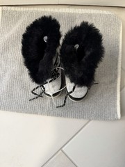 Totes Unisex Kids Snow Boot White Black Lace Up Faux Fur Snowflake Pattern